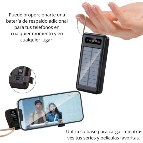 POWER BANK  SOLAR 4 EN 1 DE 12,000 mAh - Imagen 2